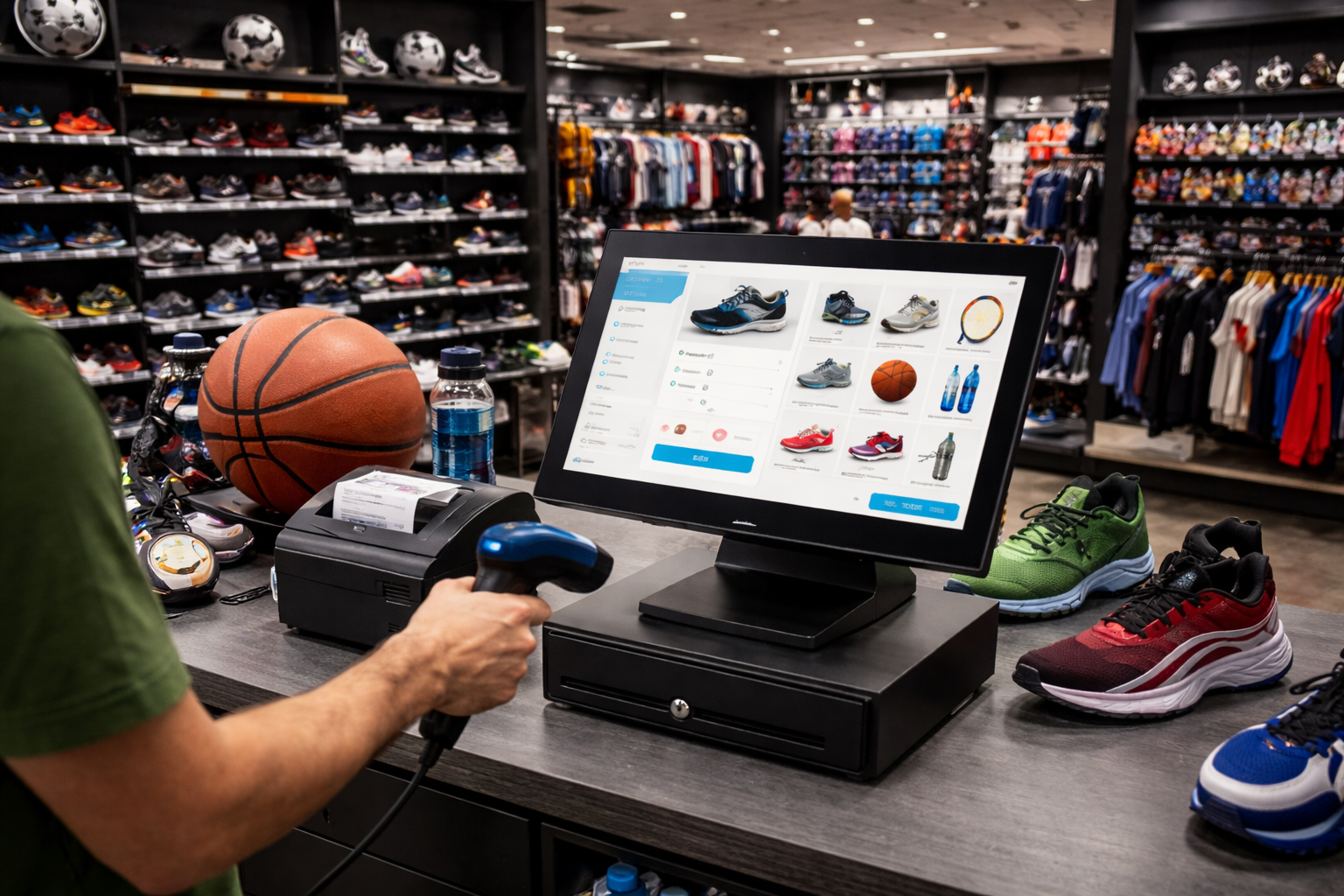 Sports Store Checkout Counter Featuring A Point-Of-Sale Touchscreen | Condor PH