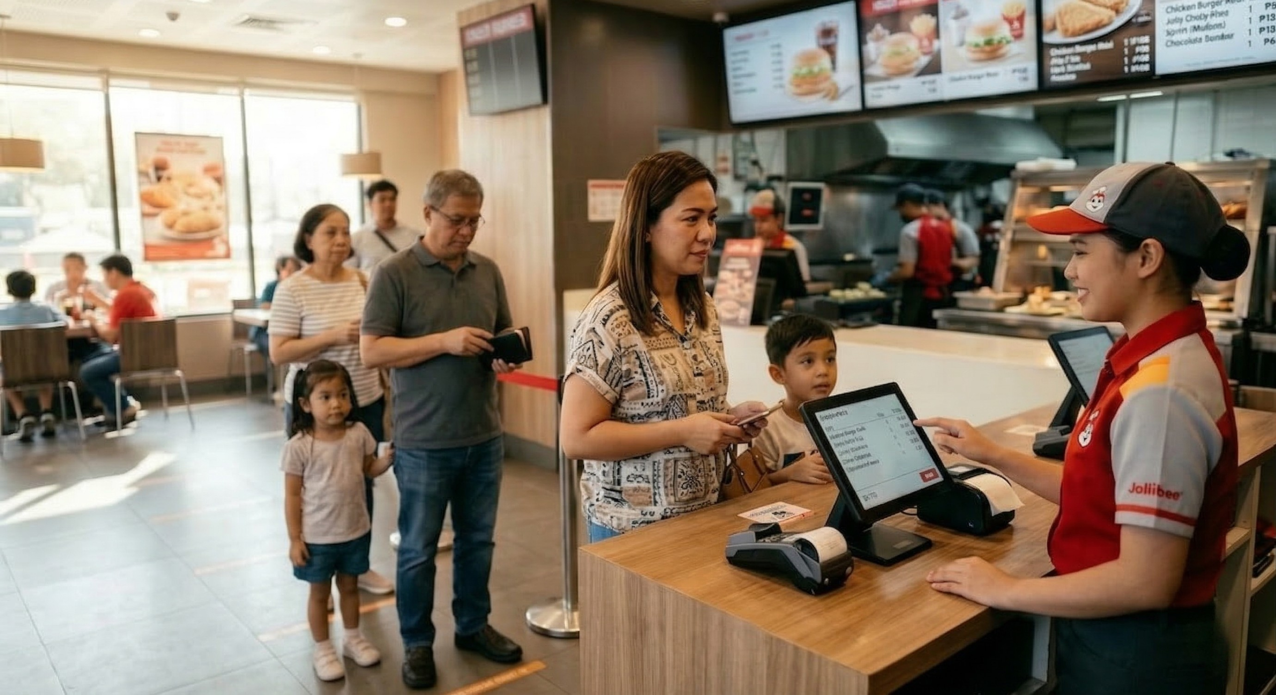 Fast Food Restaurant Interior With Customers Standing In Line To Place Orders At The Counter | Condor PH