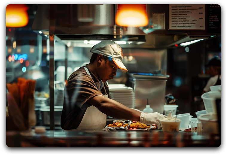 fast-food-restaurant-worker-at-a-commercial-kitchen-photo 1
